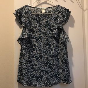 H&M Floral Short Sleeve Top Size 6